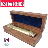 Royal Navy 12 inch Antique Full Brass Telescope with in Wood Box - WoodenTwist
