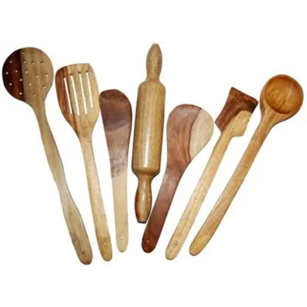 Wooden Twist Natural Wood Spoons, Spatulas & Rolling Pin - WoodenTwist