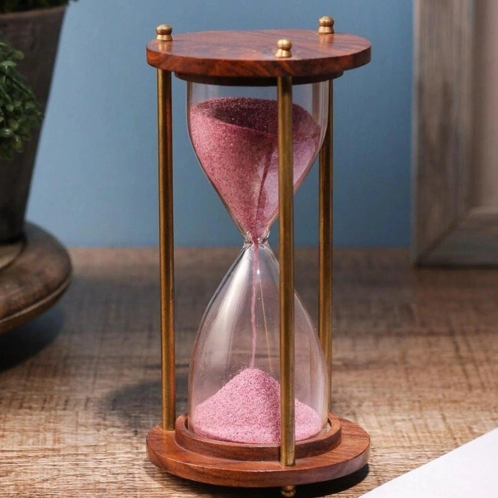 5 Minutes Brass and Wood Sand Timer Hourglass Sand Timer Brass Sand