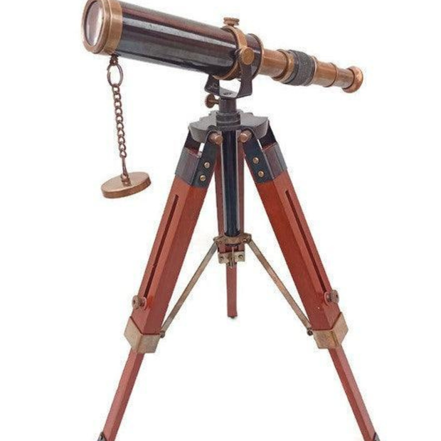 Decorative Maritime Brass Telescope with Adjustable Tripod Stand - WoodenTwist