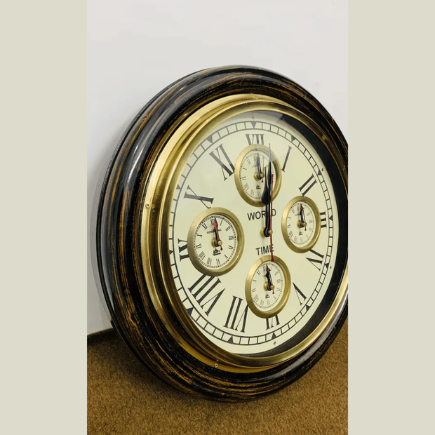 Antique Brass & Wooden 12 inch Wall Clock by Smith London - Classic Vintage Decor Piece - WoodenTwist