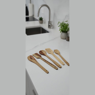 Stylish Wooden ( Natural & Brown ) Cooking Spoons ( Set Of Five ) - WoodenTwist