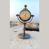 Brass Nautical Marine Desk Clock 12.7 cm Rotating Dial Engraved Back - WoodenTwist