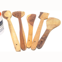 Wooden Cooking Spoons & Ladles Set | Handmade Mago Wood ( Set Of Five )