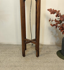 Sputnik Jute Cotton Shade Floor Lamp with Brown Base - WoodenTwist