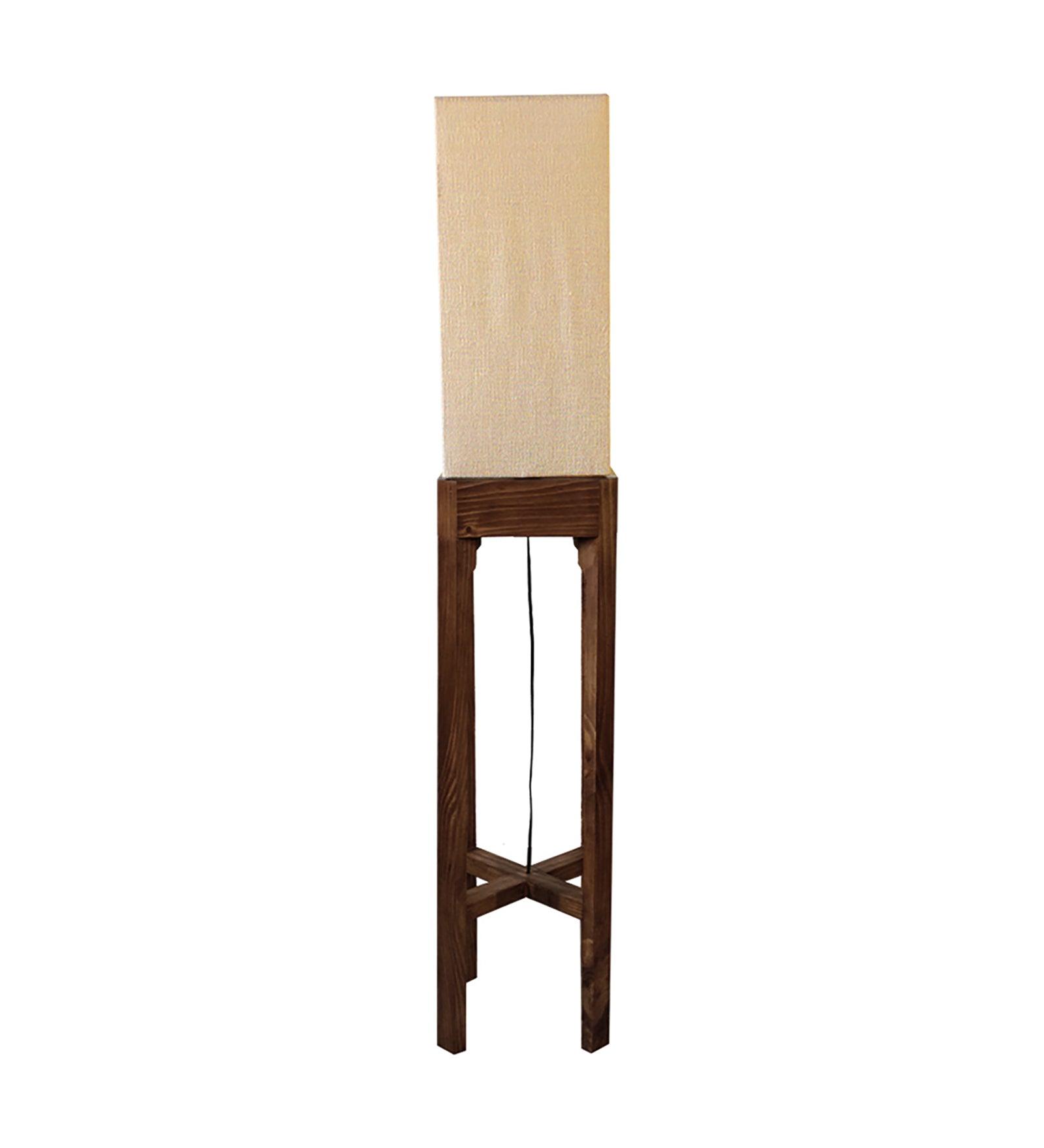 Sputnik Jute Cotton Shade Floor Lamp with Brown Base - WoodenTwist