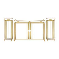 Stylish Entryway Table Set - Easy-to-Clean White Marble Top