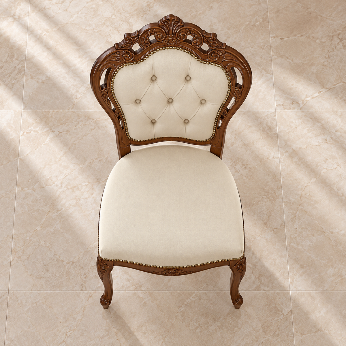 Wooden Twist Muzryo Hand Carved Teak Wood Dining Chair (Brown) - Top View