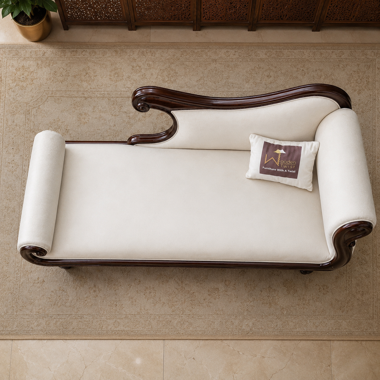 Wooden Twist Hand Carved Teak Wood Couch for Living Room
