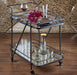 Modern Black Iron Trolley with Glass Top