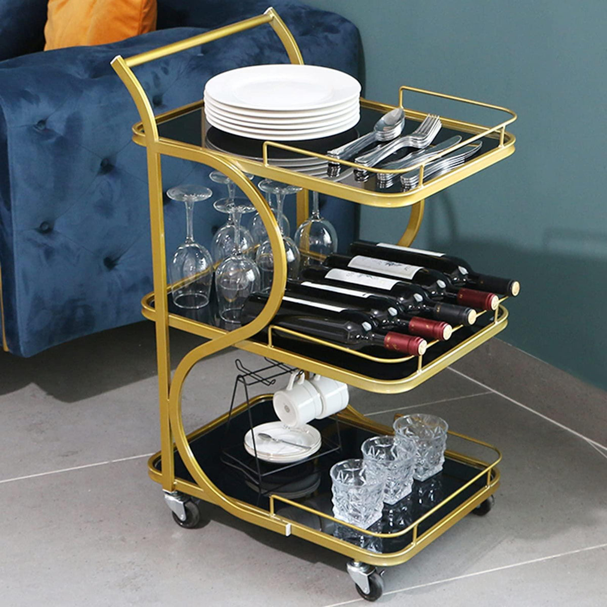 A golden S-shaped trolley for your home