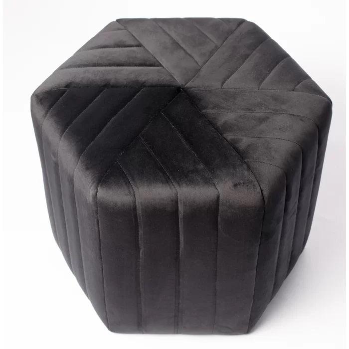 Wooden Twist Lucid Hexagonal Shape Solid Wood Pouf Ottoman Stool - WoodenTwist