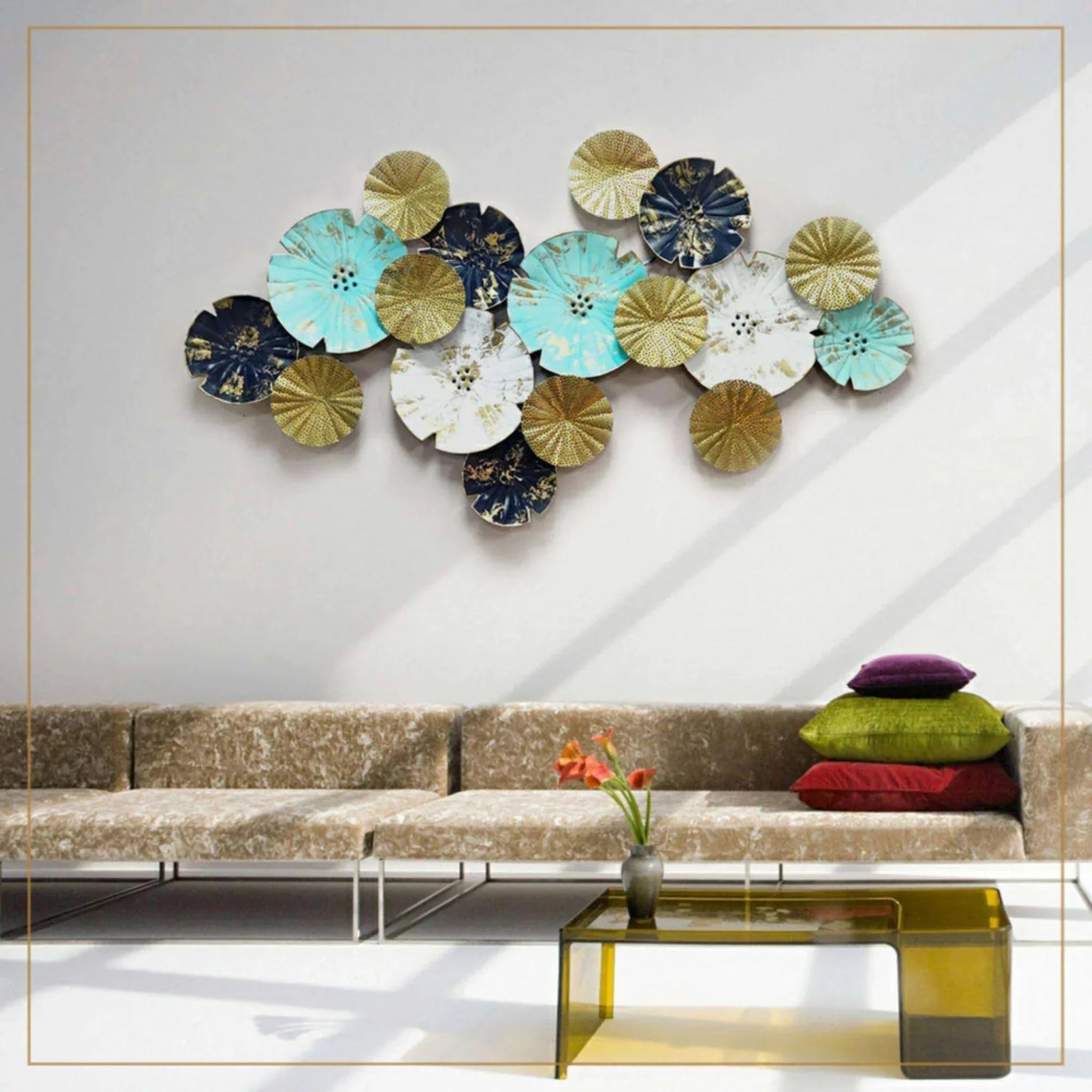 Textured and Painted Round Metal Wall Art 