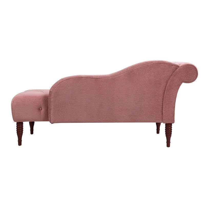 Wooden Twist Modernize Tufted Solid Wood Chaise Lounge Walnut Legs ( Pink ) - WoodenTwist