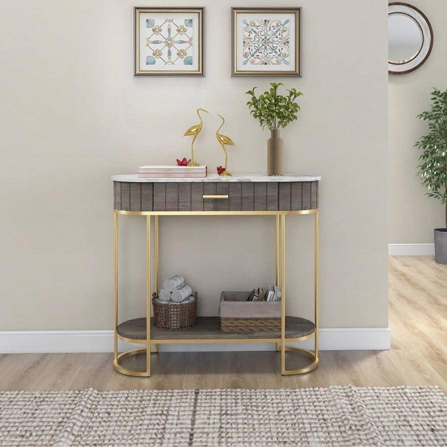 A Small Marble Top Console Table