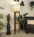 Triad Wooden Floor Lamp with Brown Base and Beige Fabric Lampshade - WoodenTwist