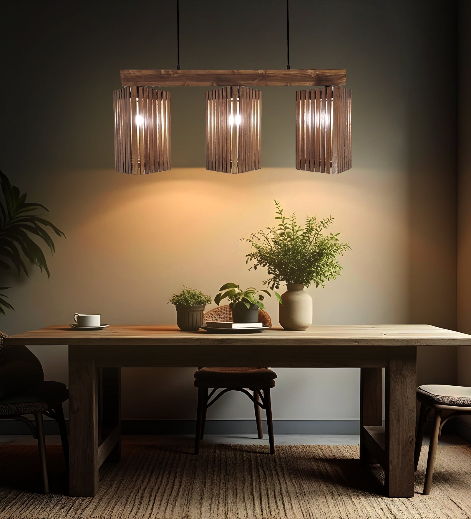 Trikona Brown 3 Series Hanging Lamp