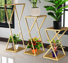 GOLDEN PLANTER SET OF 3 ZEDY - WoodenTwist