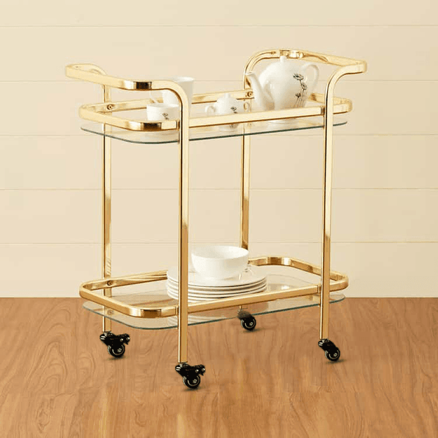 Stylish Bar Cart Trolley with Dual Side Handles (Iron) - WoodenTwist
