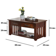 Handmade Solid Wood 2 Drawer & Top Storage Coffee Table - WoodenTwist