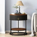 Luxurious Round Iron Side Table with Drawer - Black