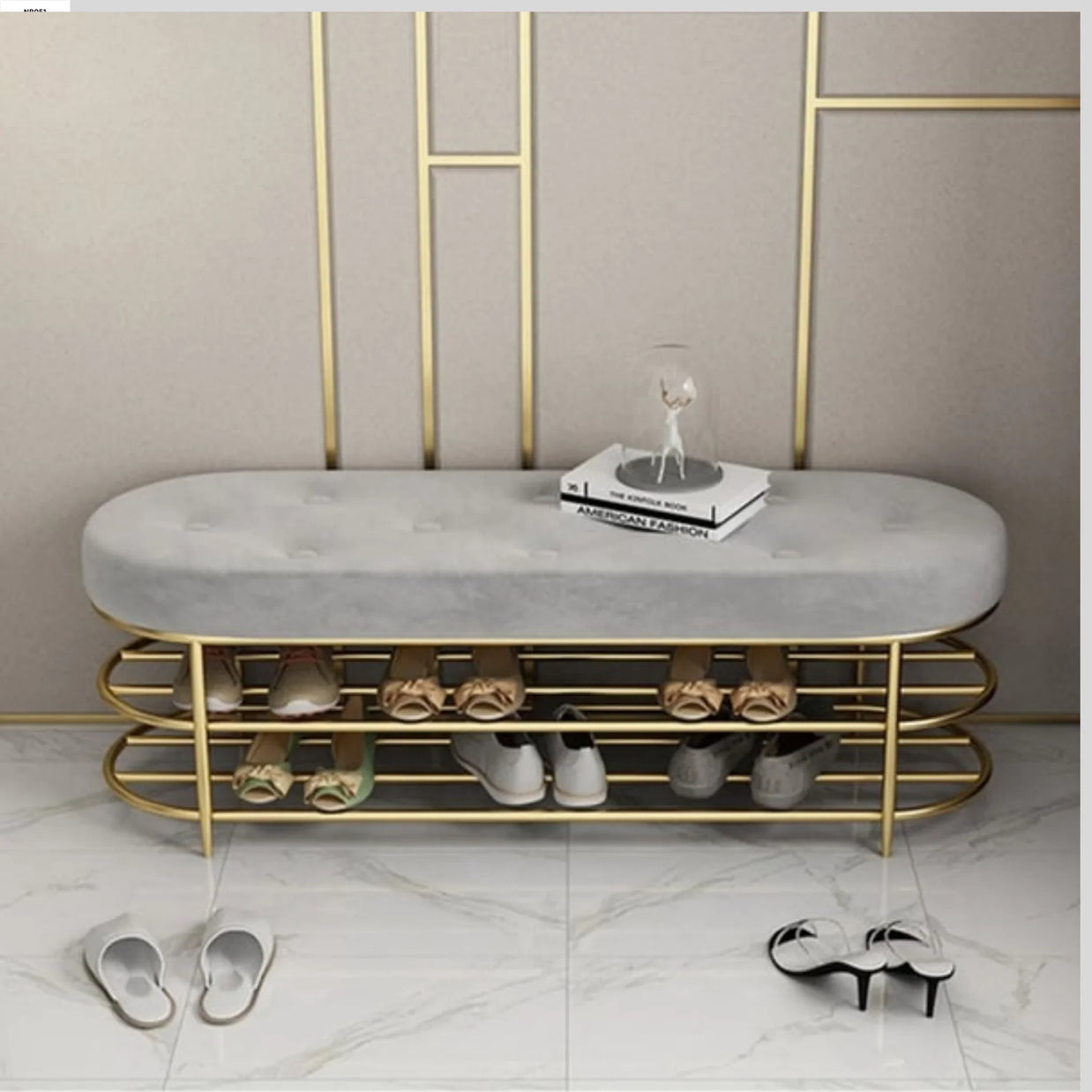 Carina Circular Solid Metal Shoe Rack in Golden Finish. - WoodenTwist