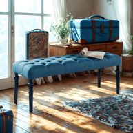 Upholstered Bench 2 Seater Sofa Bench, Footstool - WoodenTwist