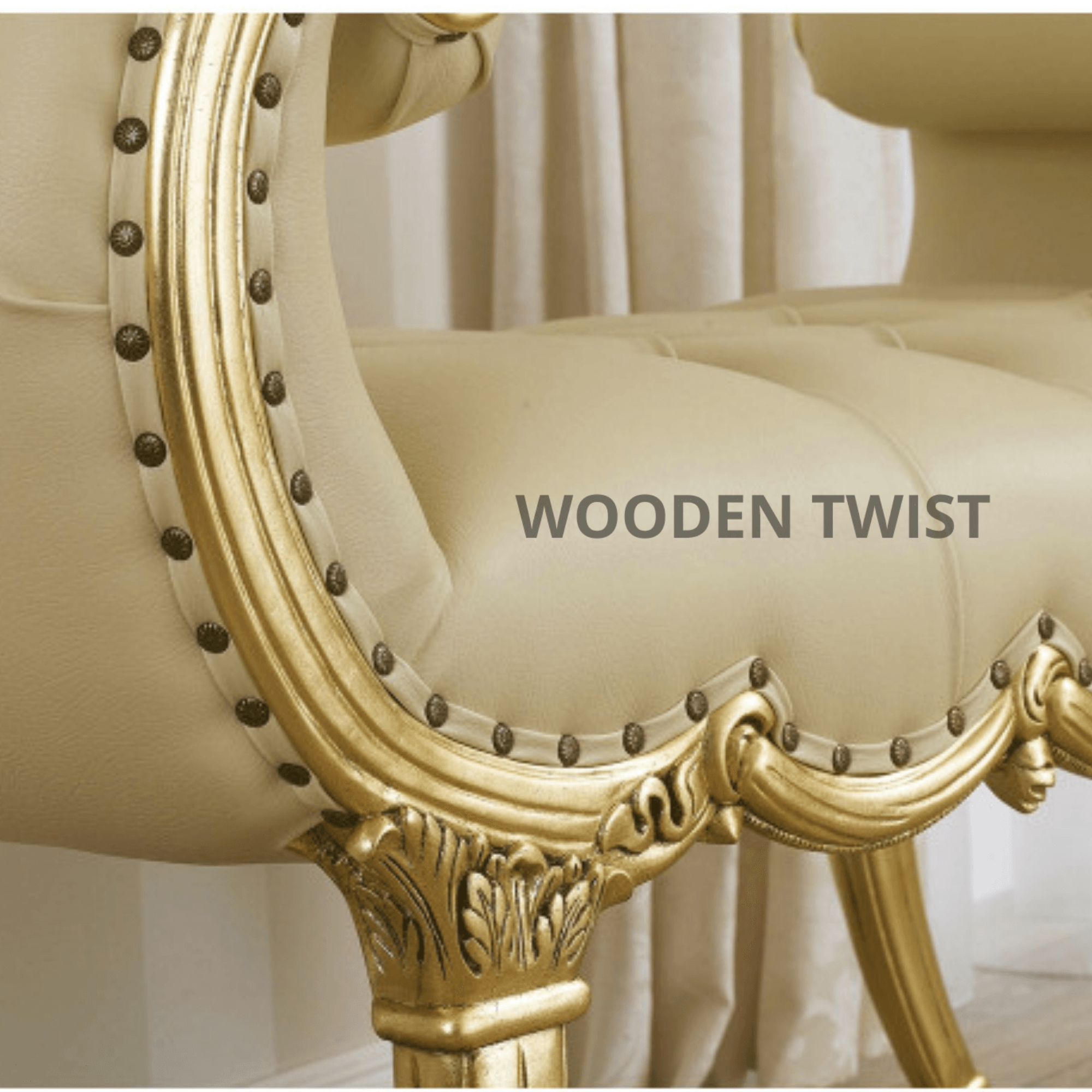 Montérno Sheesham Wood Bench Couch ( Golden Finish )