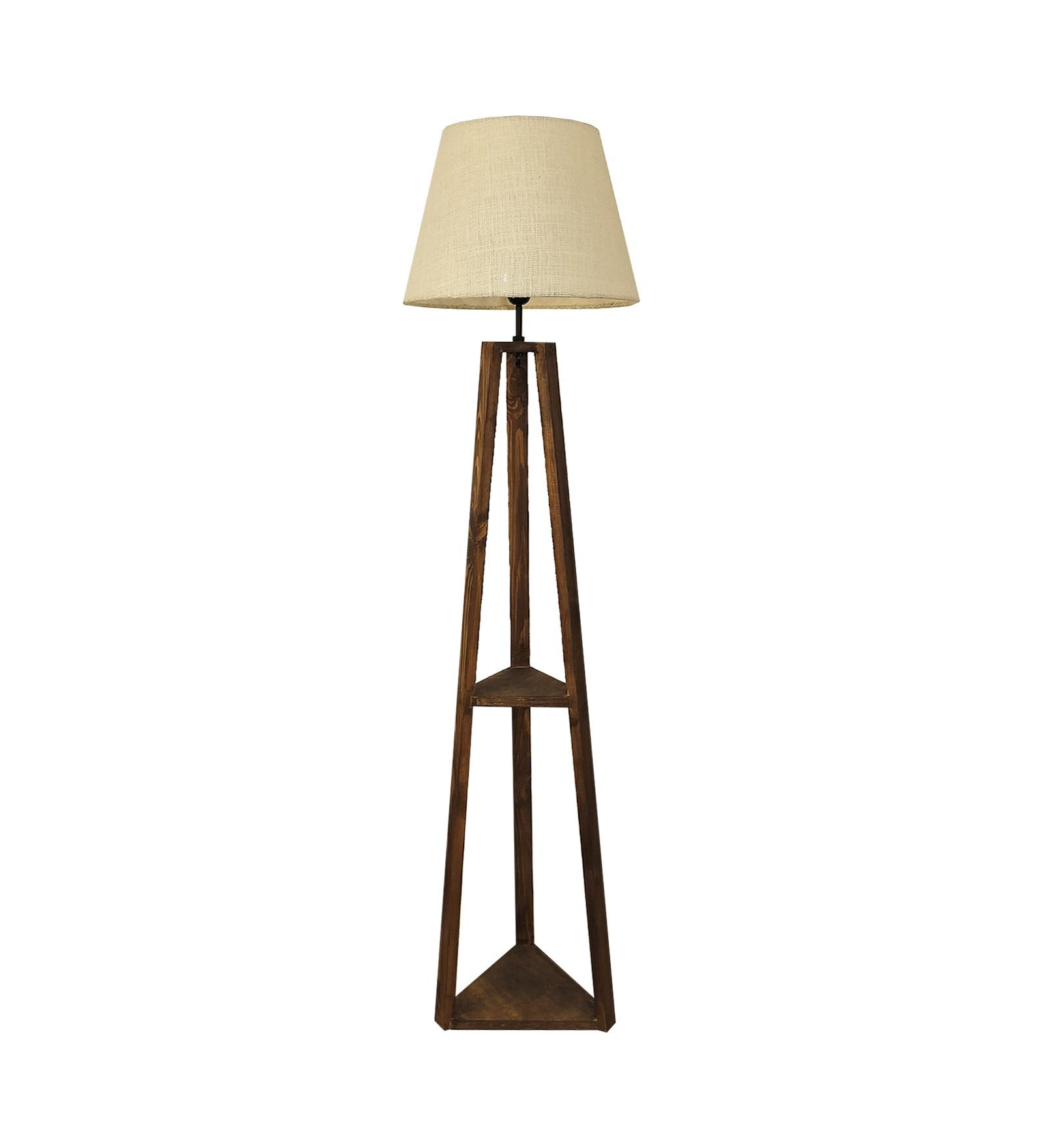 Modern Pinewood Vantage Floor Lamp – Elegant Square Design - WoodenTwist