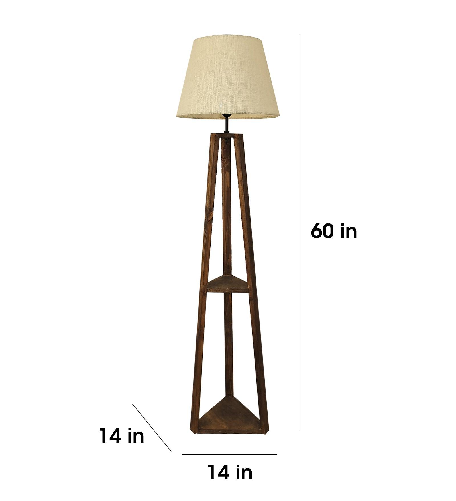 Modern Pinewood Vantage Floor Lamp – Elegant Square Design - WoodenTwist