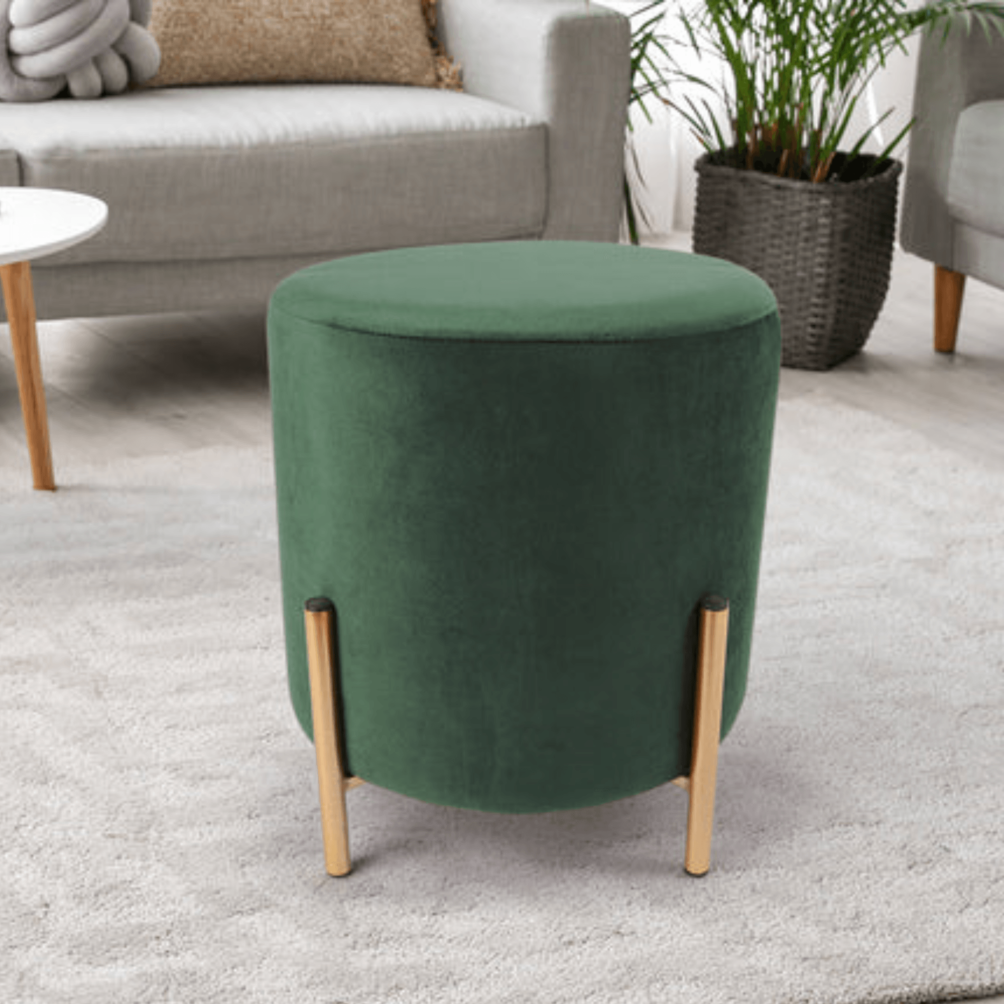 Velvet Round Foot Stool Ottoman