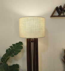 Ventus Wooden Floor Lamp with Premium Beige Fabric Lampshade - WoodenTwist