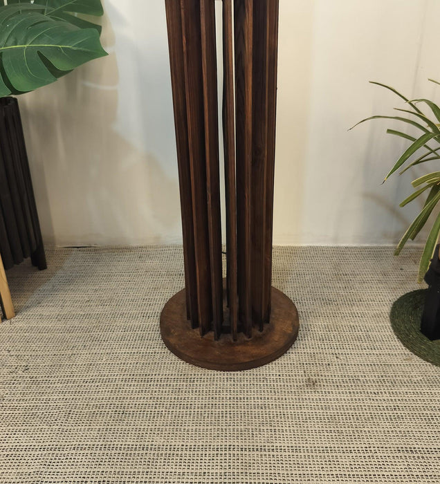 Ventus Wooden Floor Lamp with Premium Beige Fabric Lampshade - WoodenTwist