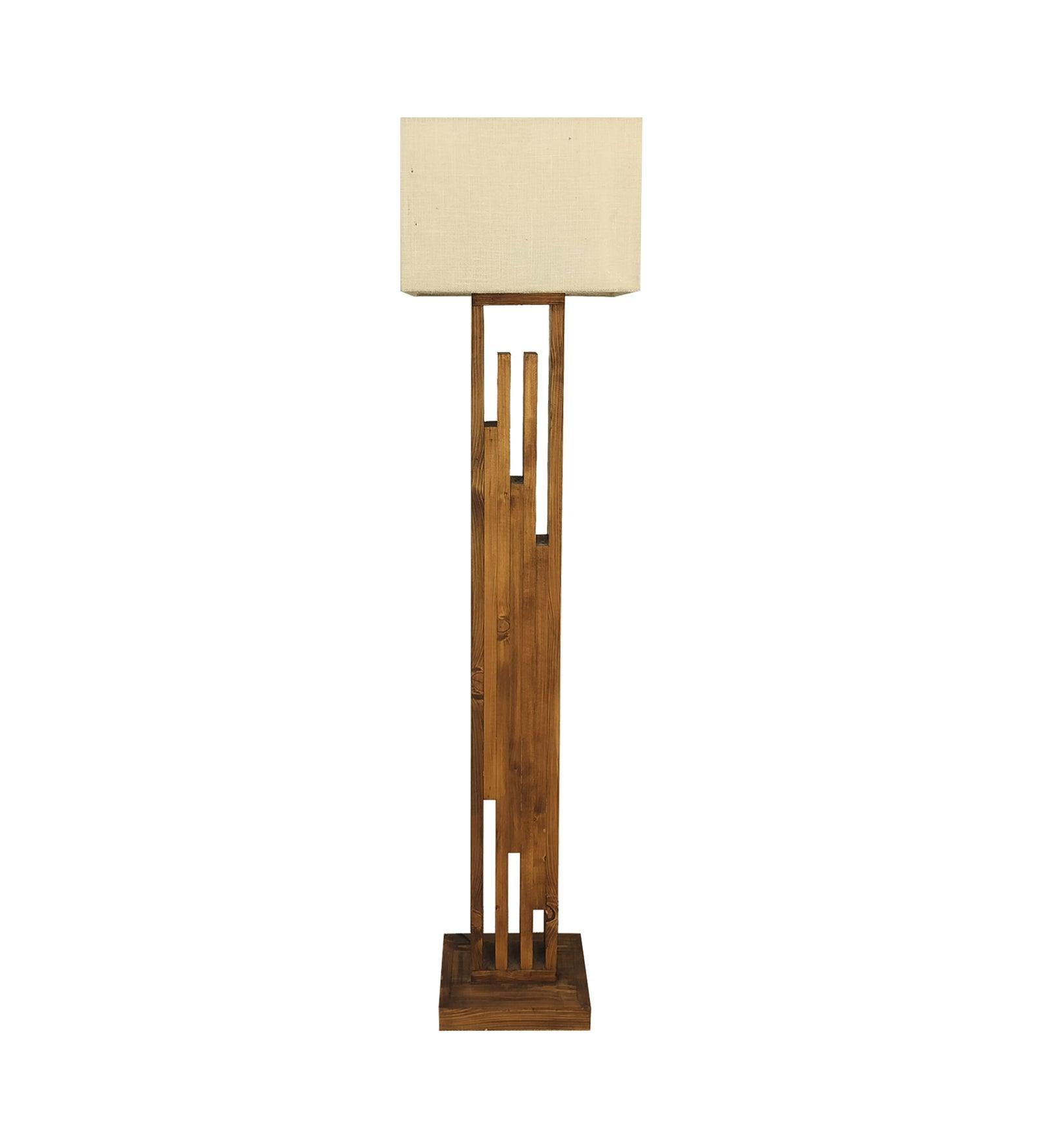 Modern Pinewood Victoria Floor Lamp – Elegant Square Design - WoodenTwist