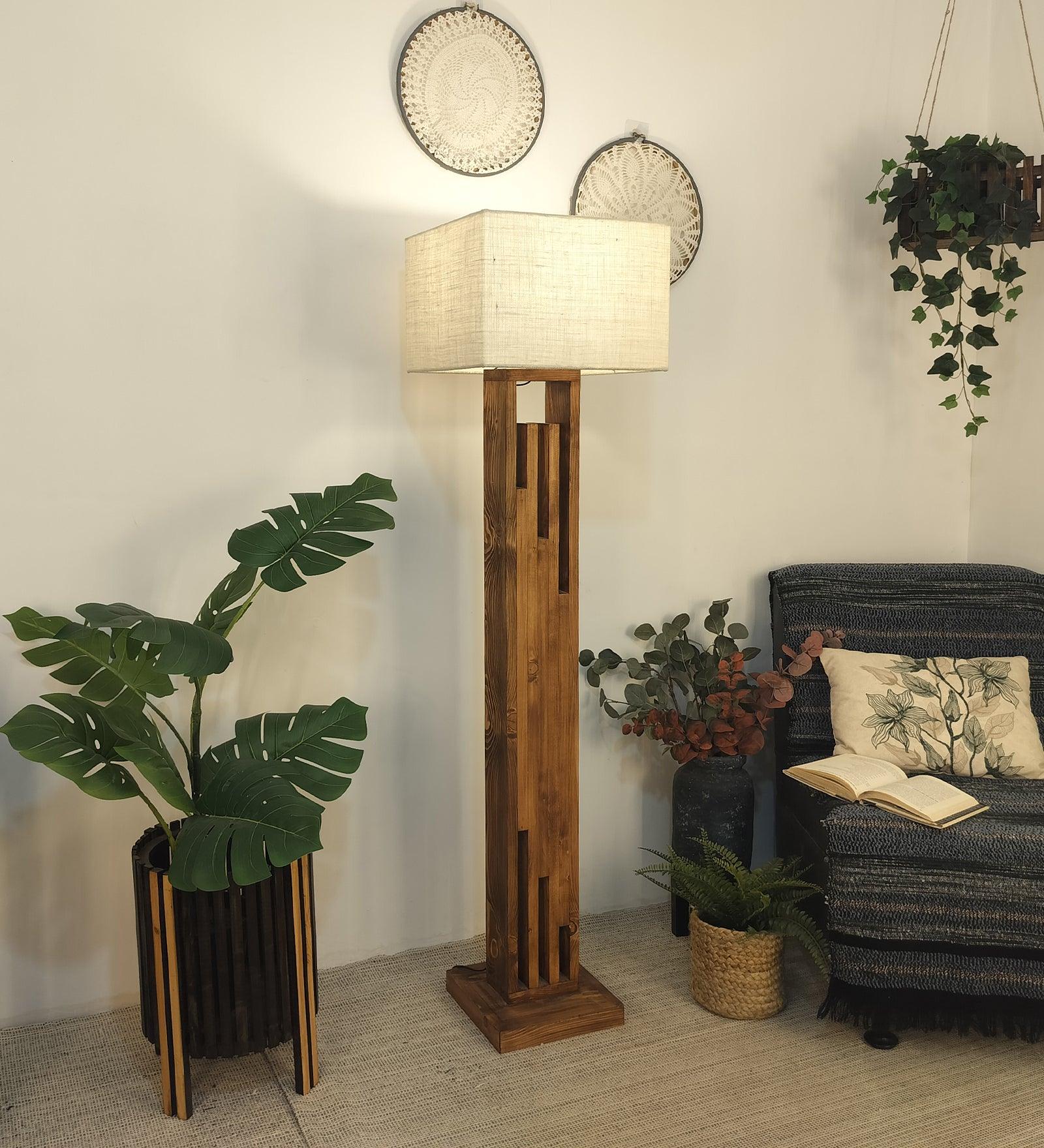 Pinewood floor lamp