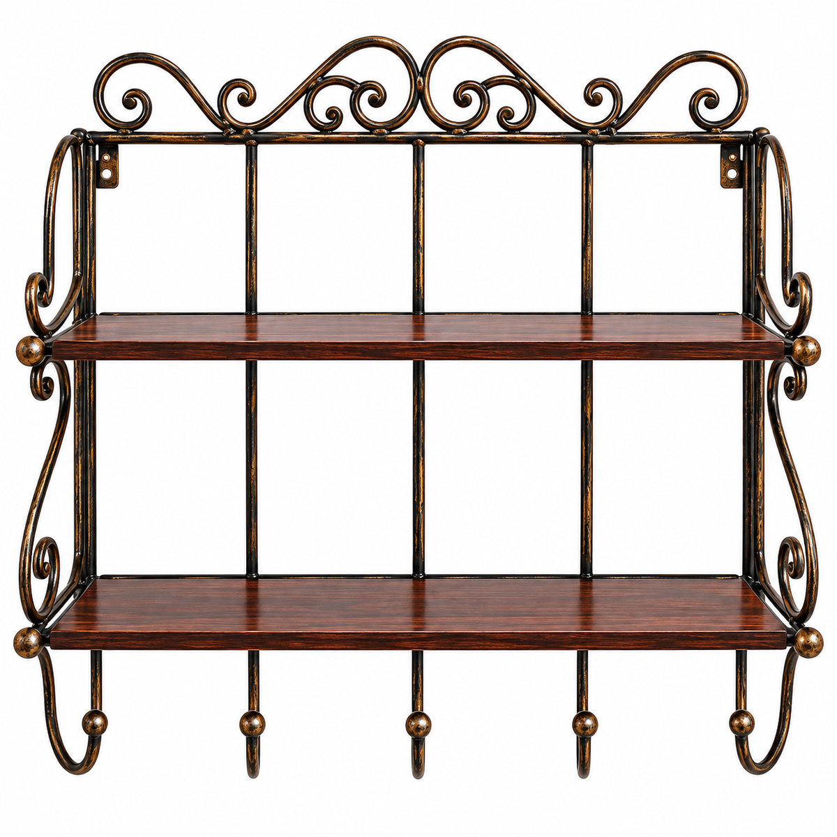 Wall Mounted 2 Shelf Book and Kitchen Rack with Key Hanger