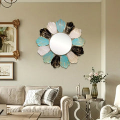 Wall-mounted decorative mirror with modern black and gold finish