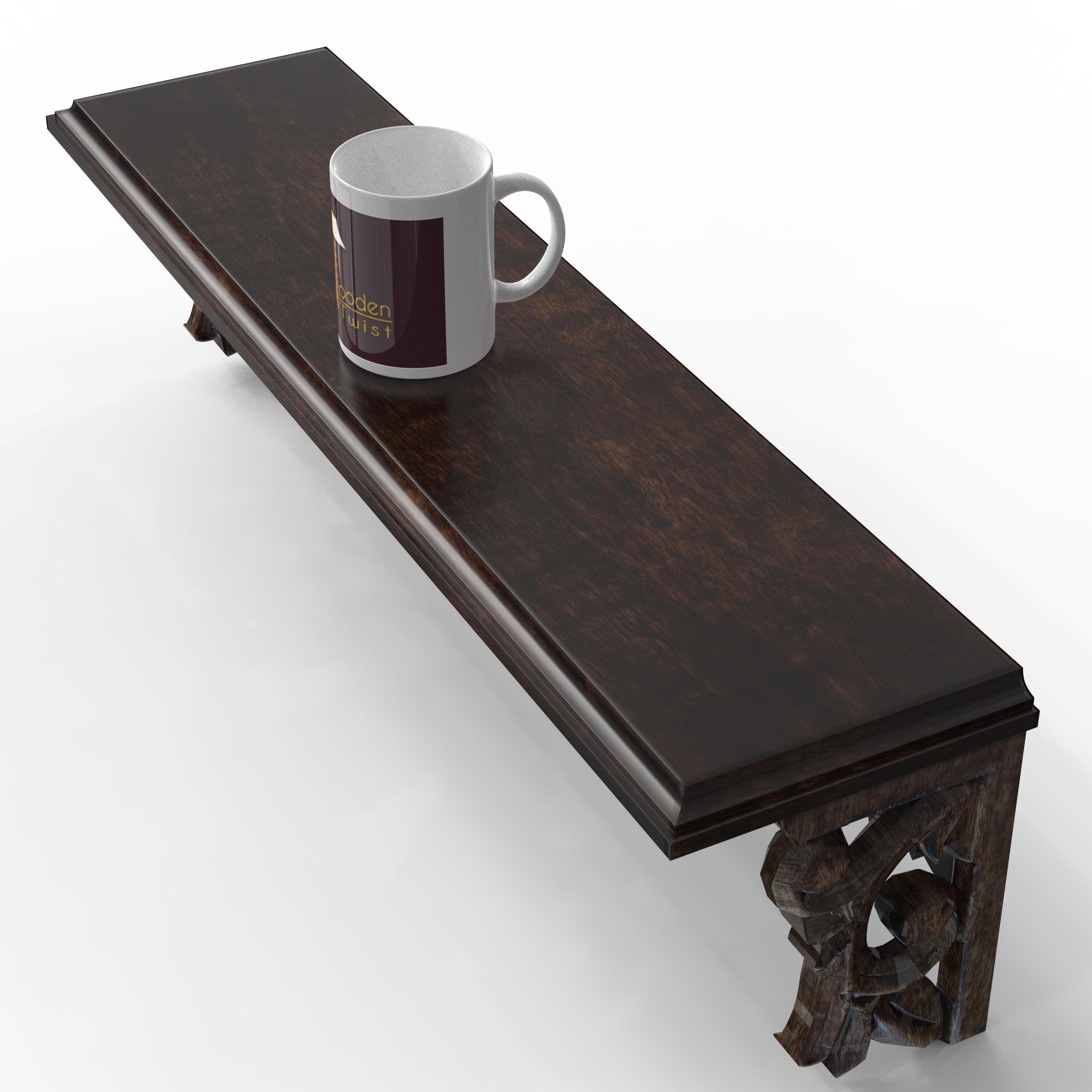 Solid Wood Floating Wall Bracket Book Rack for Living Room - WoodenTwist