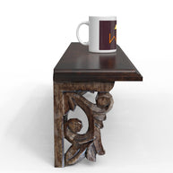 Handcrafted Solid Wood Floating Wall Bracket Book Rack - WoodenTwist