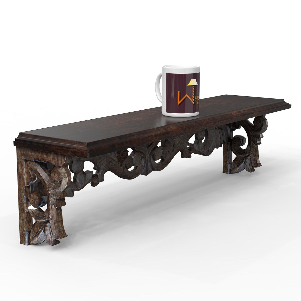 Handcrafted Solid Wood Floating Wall Bracket Book Rack - WoodenTwist