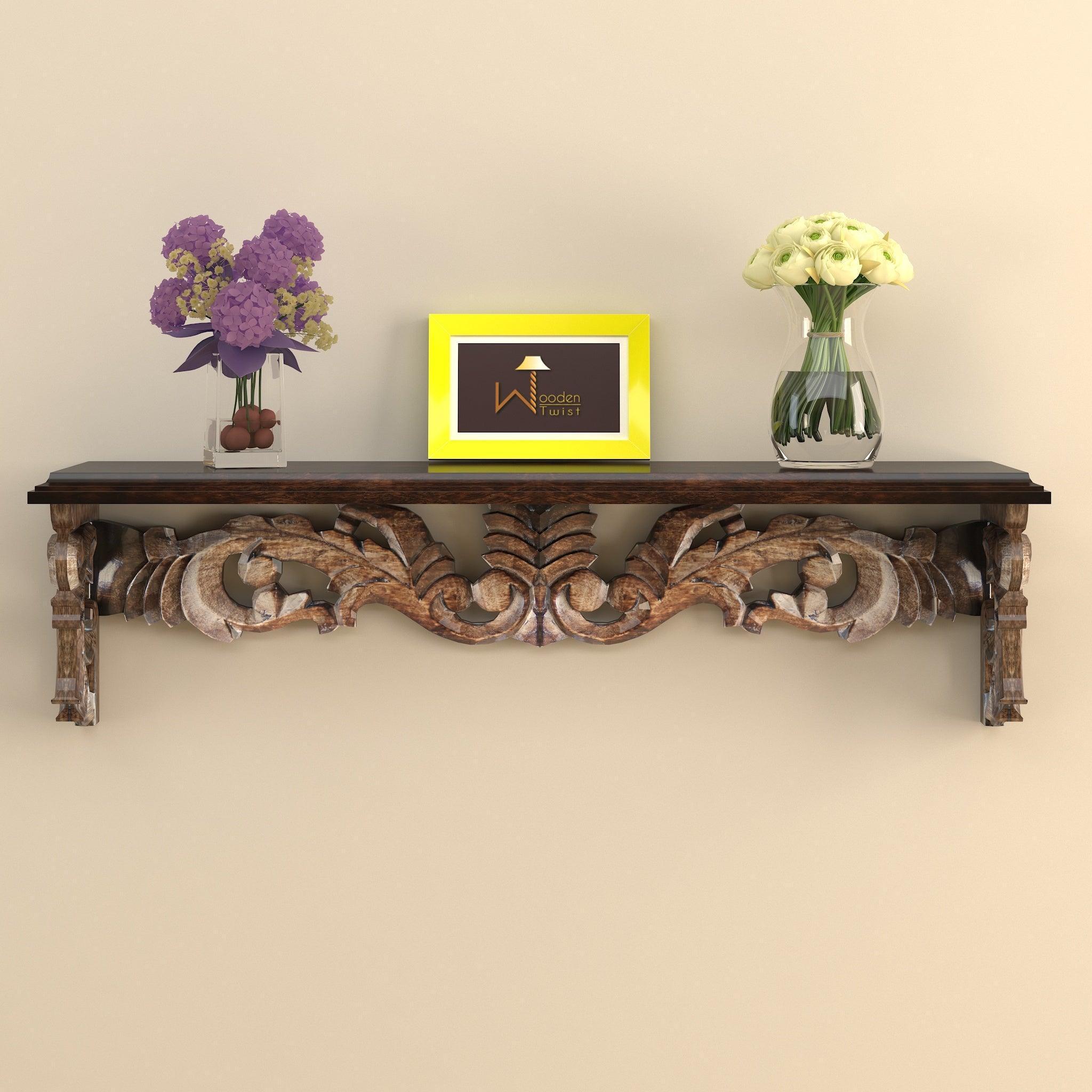 Handcrafted Solid Wood Floating Wall Bracket Book Rack - WoodenTwist