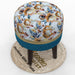 Wooden Twist Flank Puffy Ottoman Stool For Living Room ( Beige & Blue ) - WoodenTwist