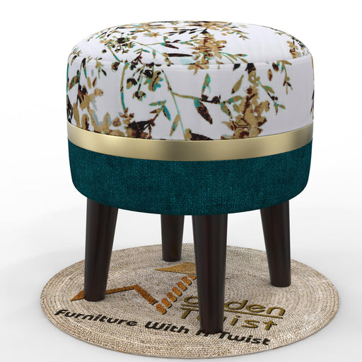 Wooden Twist Relish Puffy Ottoman Stool For Living Room ( Mustard & Green ) - WoodenTwist