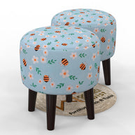 Wooden Twist Harlequin Puffy Ottoman Stool For Living Room ( Set of 2 ) - WoodenTwist