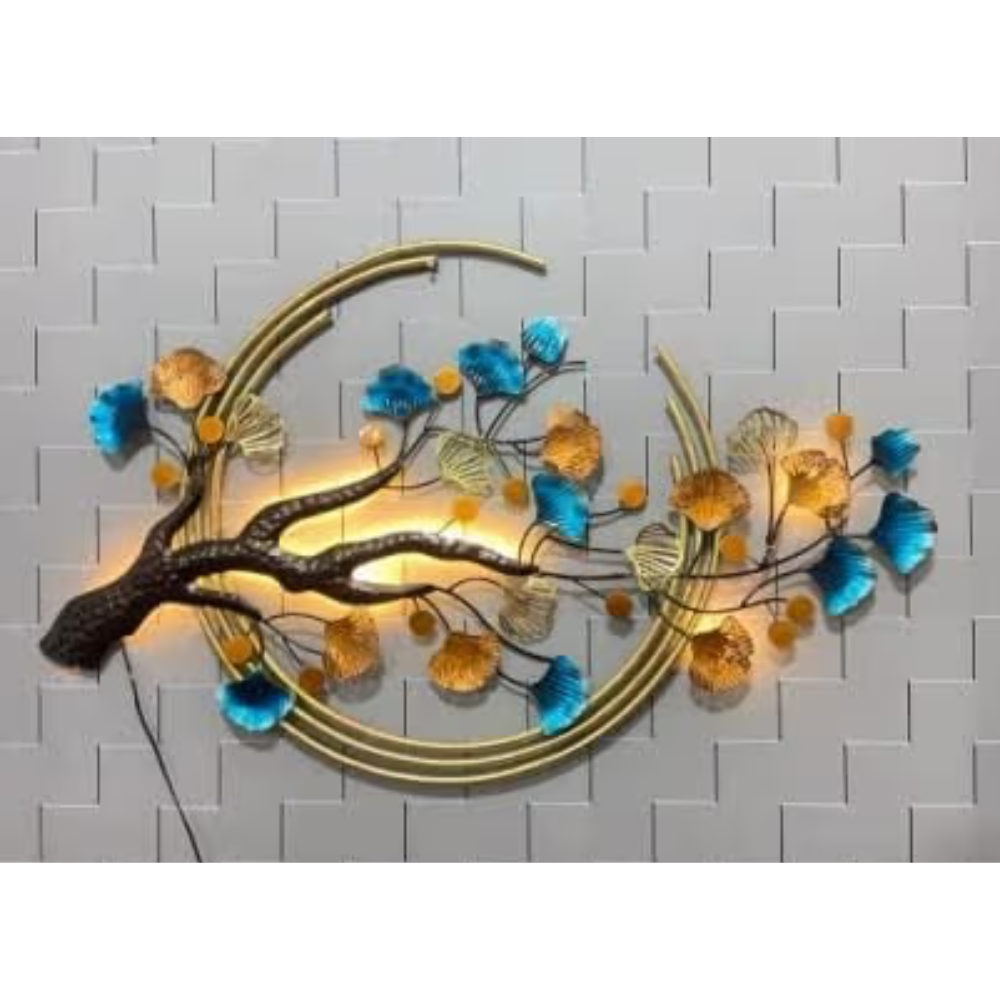 Modern Metal Decorative Circular Tree Design  Wall Art in Glossy Finish