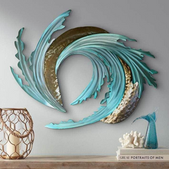 Modern Abstract Aqua & Gold Design Wall Art