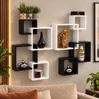 Intersecting Wall Shelves Set of 8 - Rafuf MDF Wood