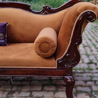 Wooden Handicraft Couch for Living Room in Stylish Look Chaise Lounge (Brown Walnut) - WoodenTwist