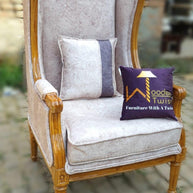 Wooden Handmade Vintage Old Fashion Memorial Wing Chair (Natural Finish) - WoodenTwist