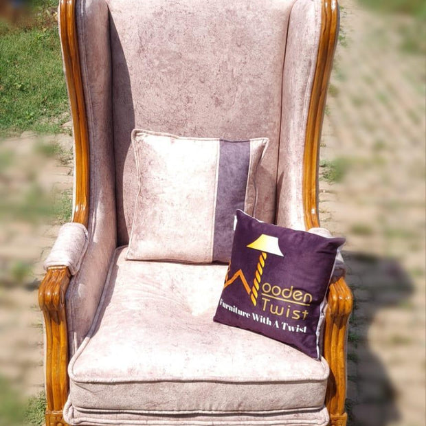 Wooden Handmade Vintage Old Fashion Memorial Wing Chair (Natural Finish) - WoodenTwist